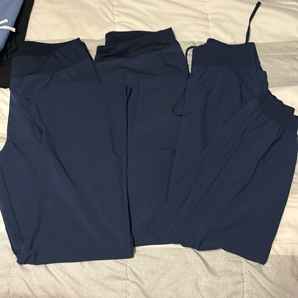 3 pair Easy stretch navy scrub pants